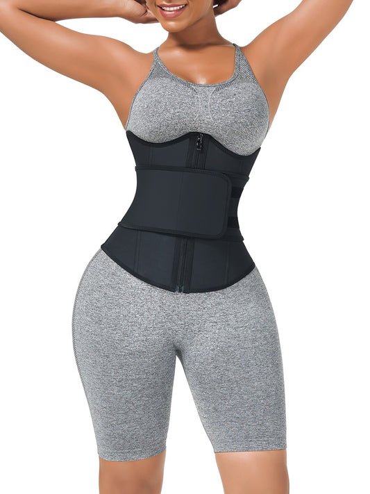 Black Bust Support Latex Waist Trainer With Belt Lose Weight