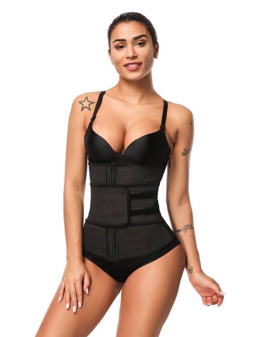 Body Magic Waist Trainer Black Zipper Hook Latex Queen Size Instantly Slims