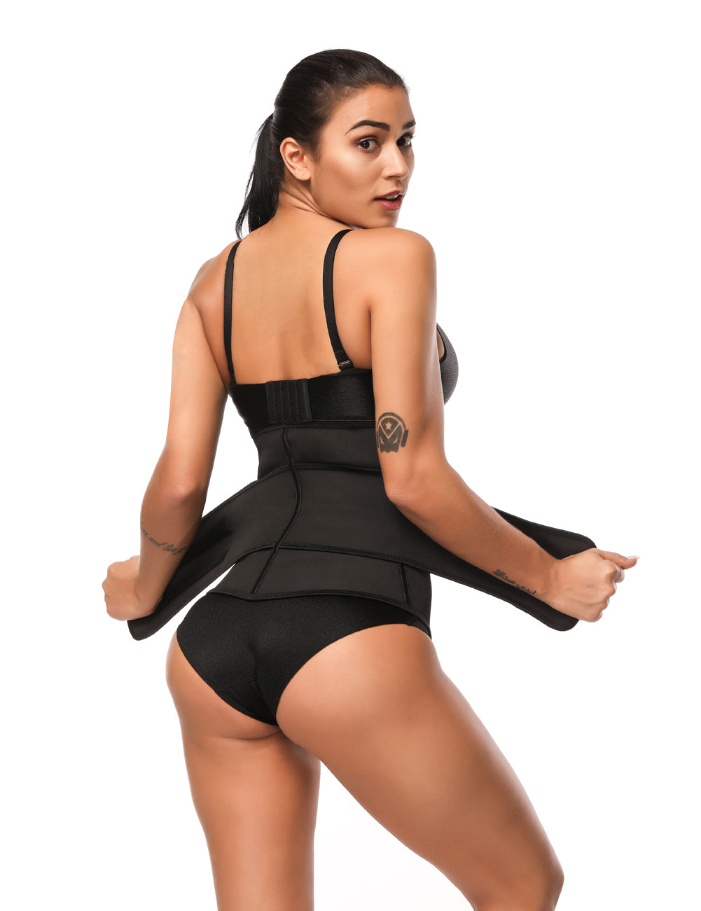 Body Magic Waist Trainer Black Zipper Hook Latex Queen Size Instantly Slims