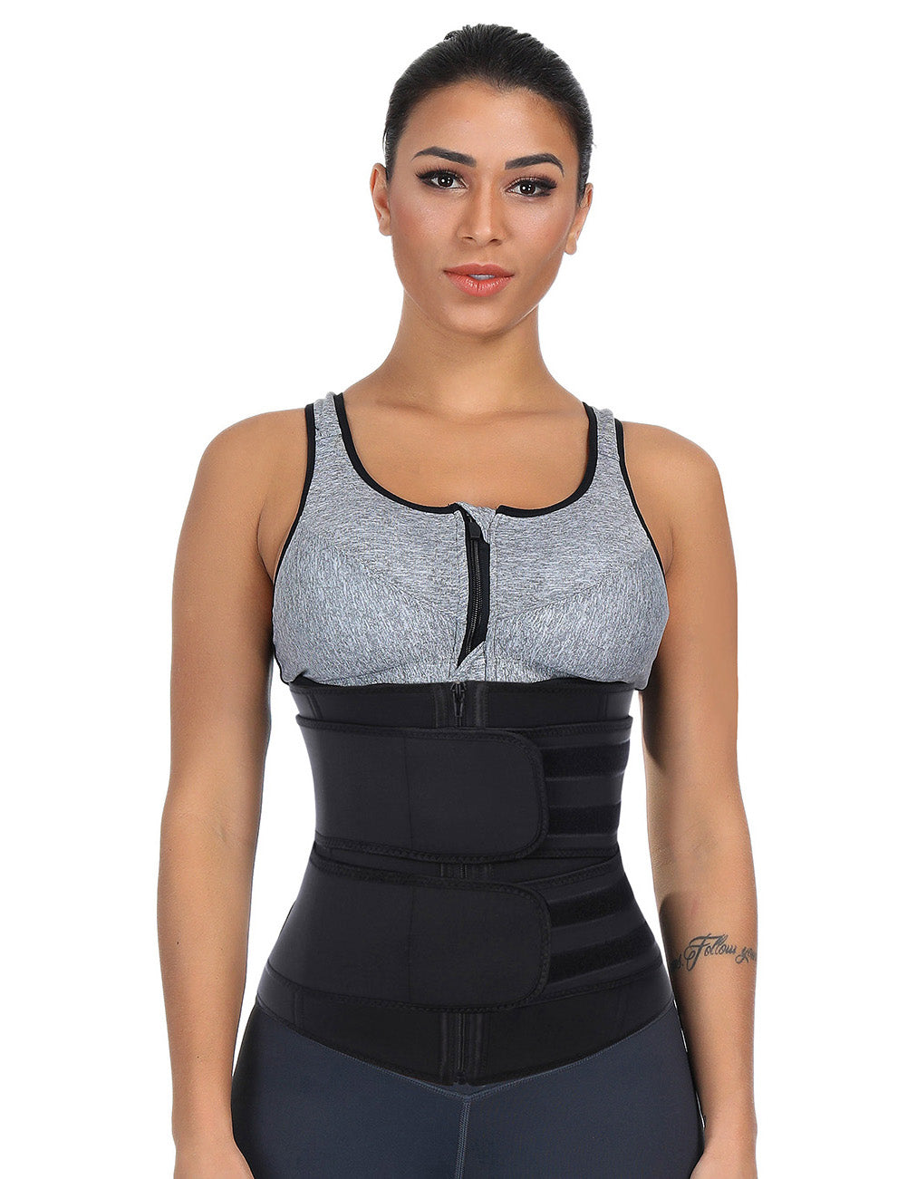 Double Belt Black Big Size Latex Waist Trainer For Loss Weight