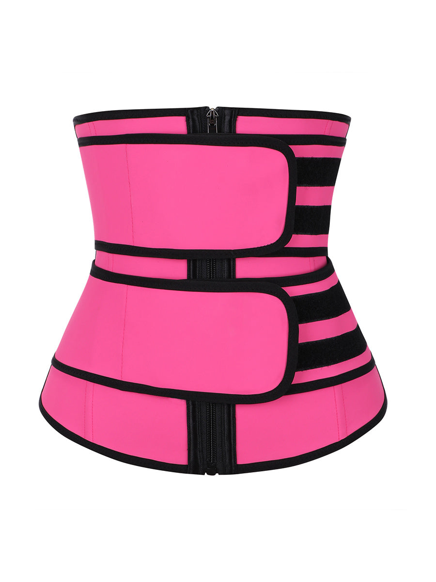 Double Belt Black Big Size Latex Waist Trainer For Loss Weight