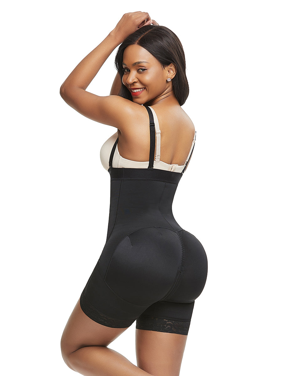 Seamless Black Full Body Shaper Big Size Lace Trim Body Sculpting