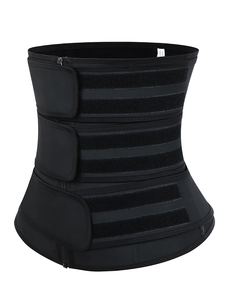 Slimming Stomach Black Three Belts Latex Waist Trainer Big Size