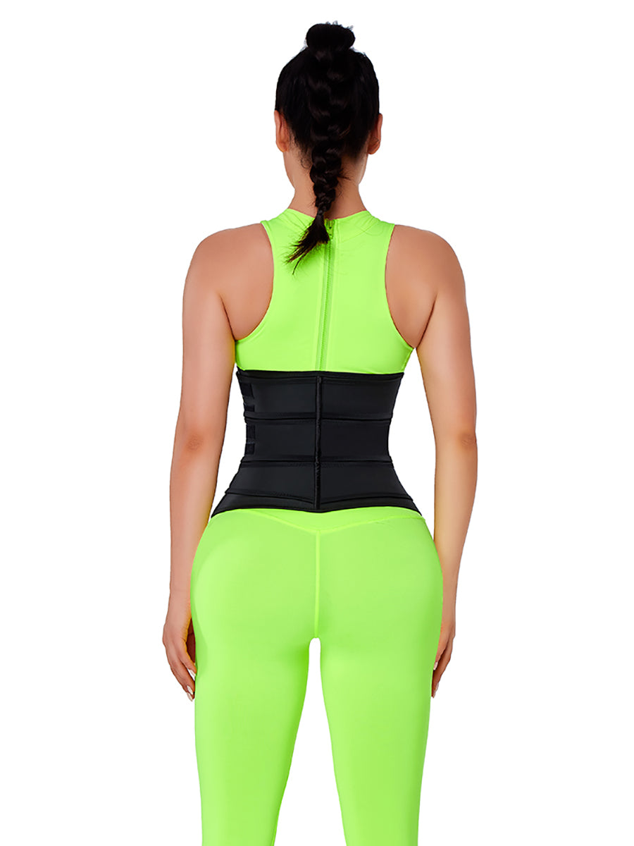 Slimming Stomach Black Three Belts Latex Waist Trainer Big Size
