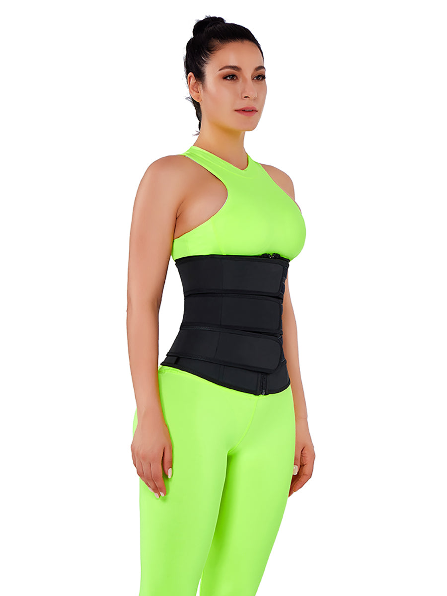 Slimming Stomach Black Three Belts Latex Waist Trainer Big Size