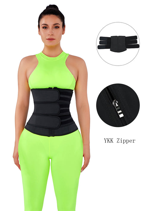 Slimming Stomach Black Three Belts Latex Waist Trainer Big Size