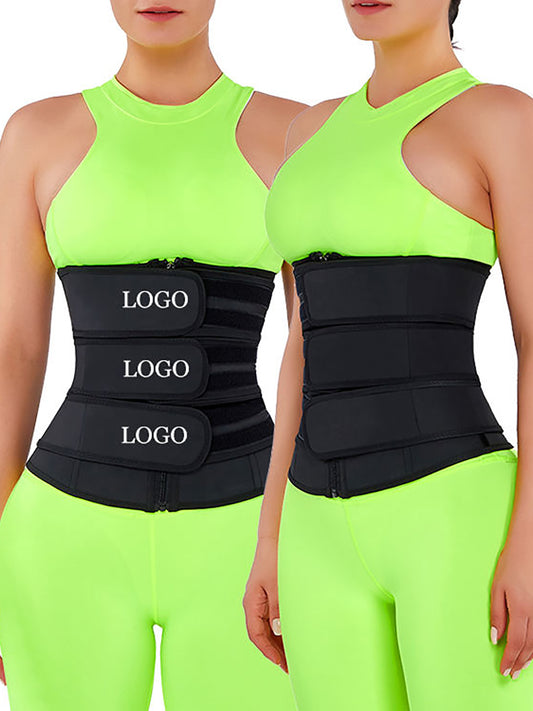 Slimming Stomach Black Three Belts Latex Waist Trainer Big Size
