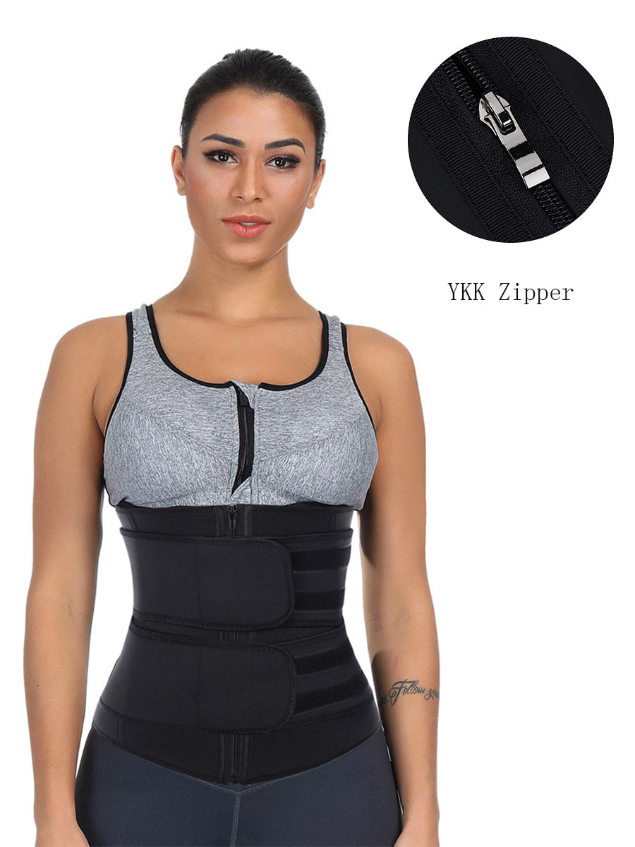 Double Belt Black Big Size Latex Waist Trainer For Loss Weight