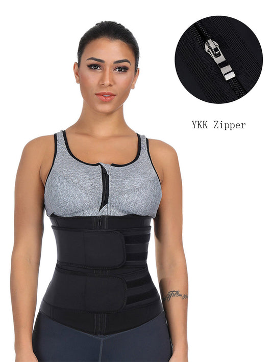 Double Belt Black Big Size Latex Waist Trainer For Loss Weight