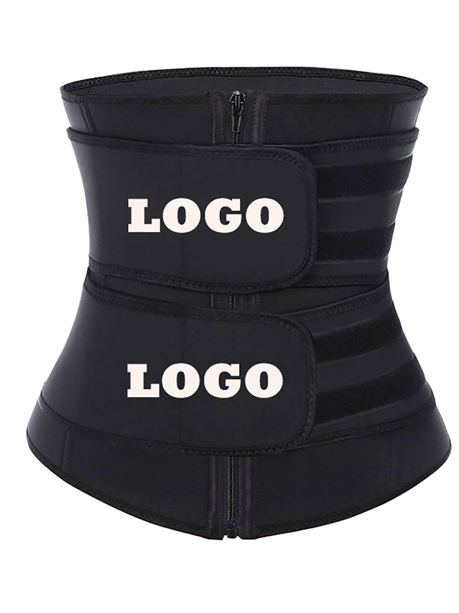 Double Belt Black Big Size Latex Waist Trainer For Loss Weight