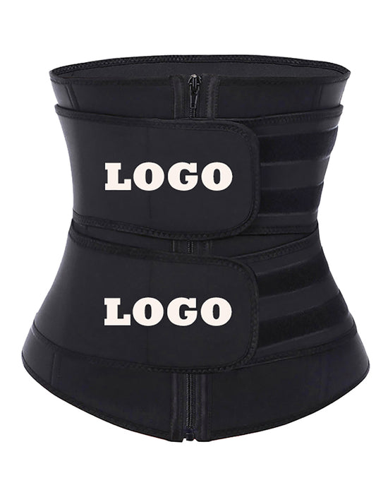 Double Belt Black Big Size Latex Waist Trainer For Loss Weight
