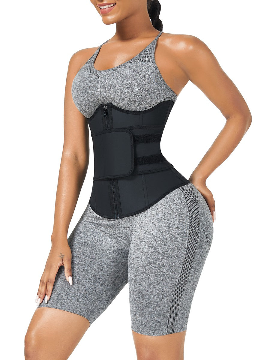 Black Bust Support Latex Waist Trainer With Belt Lose Weight