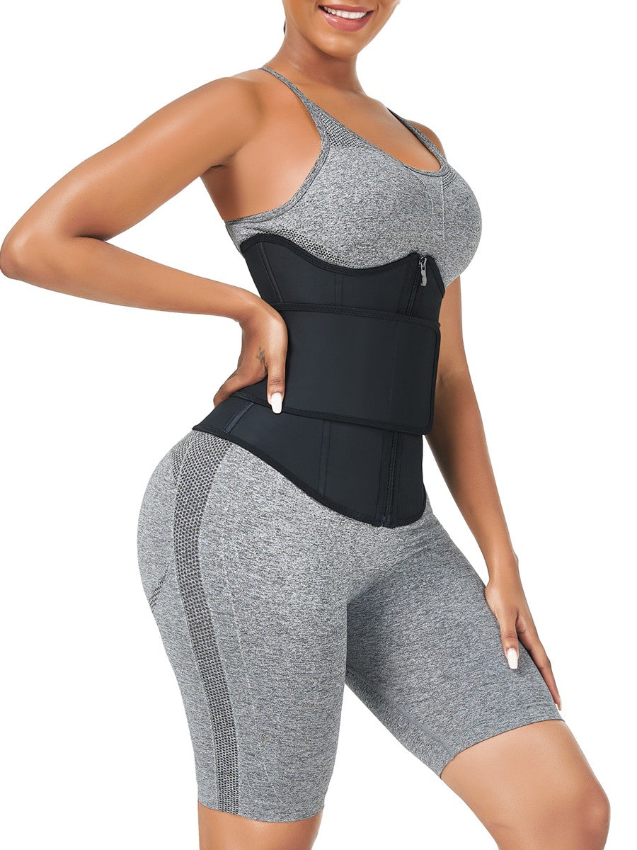 Black Bust Support Latex Waist Trainer With Belt Lose Weight
