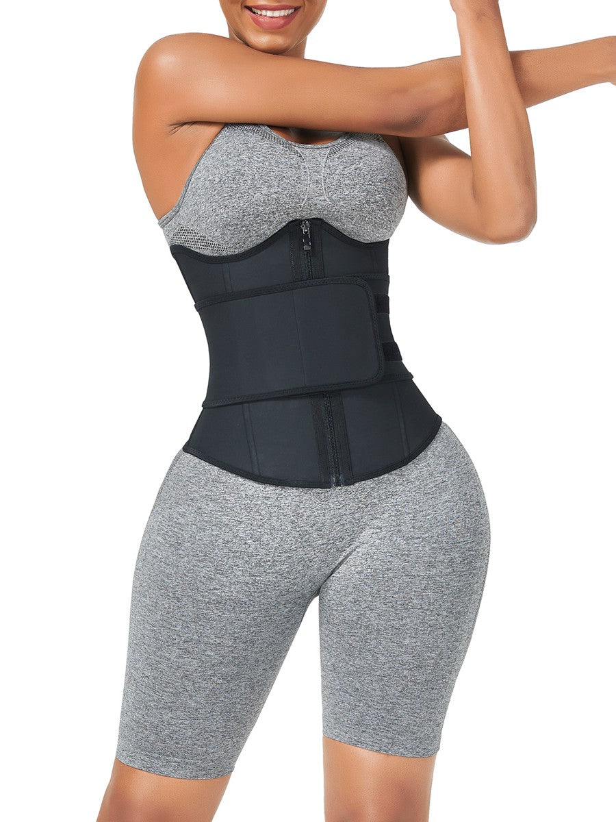 Black Bust Support Latex Waist Trainer With Belt Lose Weight