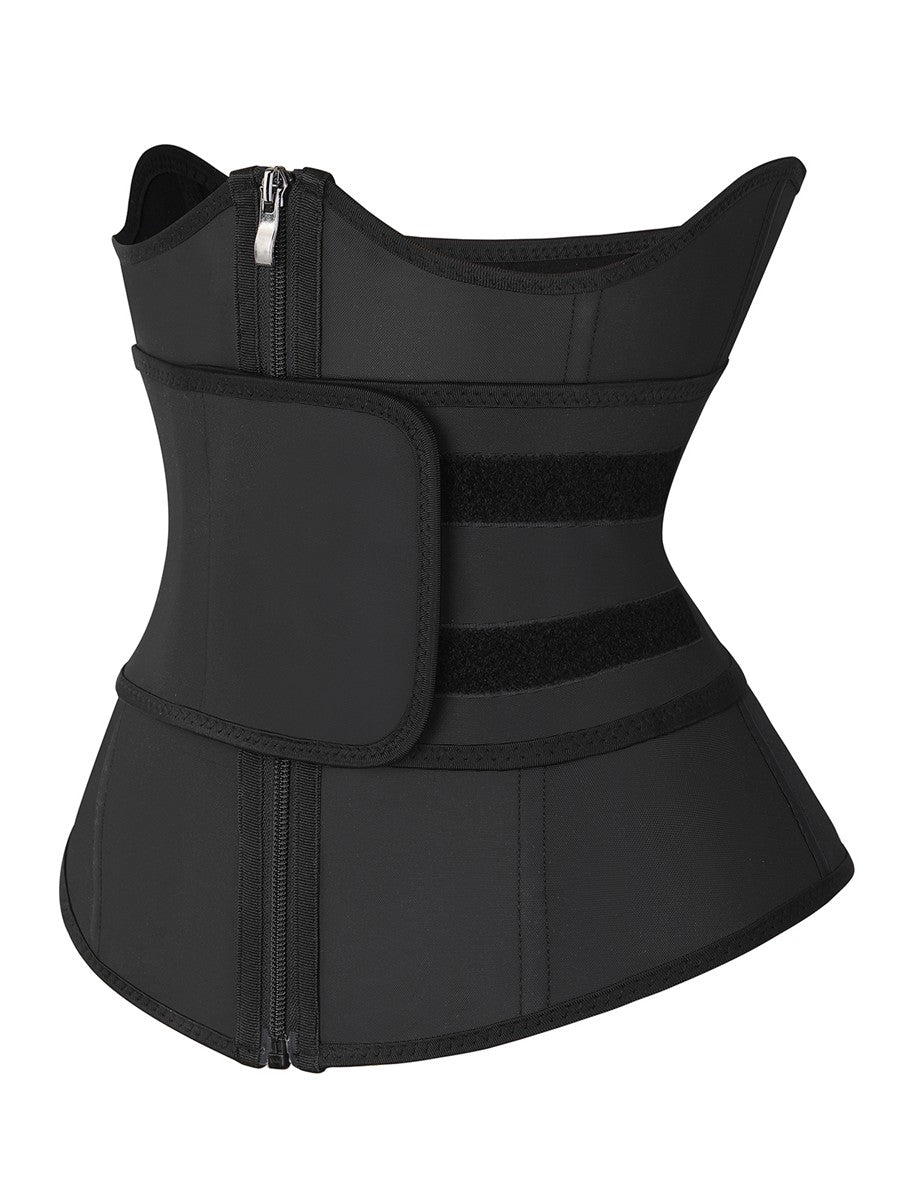 Black Bust Support Latex Waist Trainer With Belt Lose Weight
